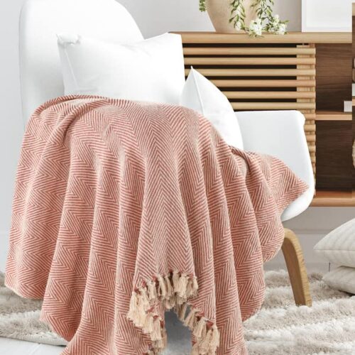 Blush Pink Throw Blanket | 180 x 130 cm Pack of 1