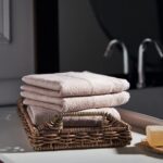 Pure Home and Living Set of 8 Beige Cotton Face Towels - Image 7