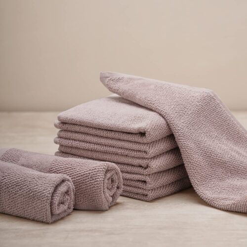 Pure Home and Living Set of 8 Beige Cotton Face Towels