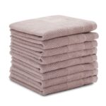 Pure Home and Living Set of 8 Beige Cotton Face Towels - Image 6