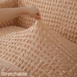 Elastic Stretchable Sofa Frill Cover for 3 Seater, Beige - Image 3