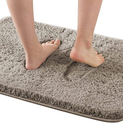 Magic Home Bathroom Door Mats Anti Slip Water Soak Size 40X60 Cm Pack of 1 Beige